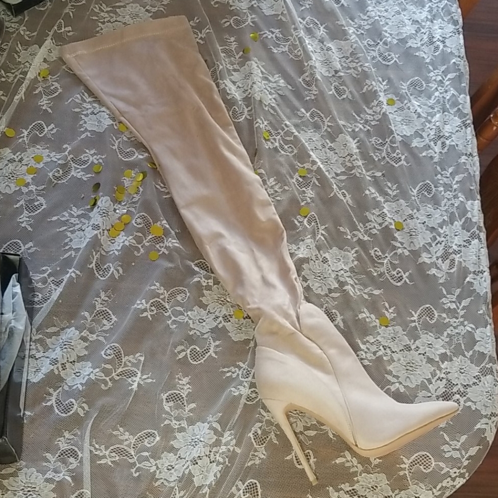 PrettyLittleThing thigh high nude boot 7